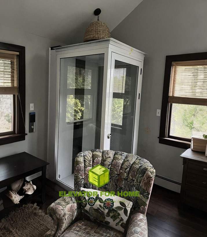 a small white elevator for a home